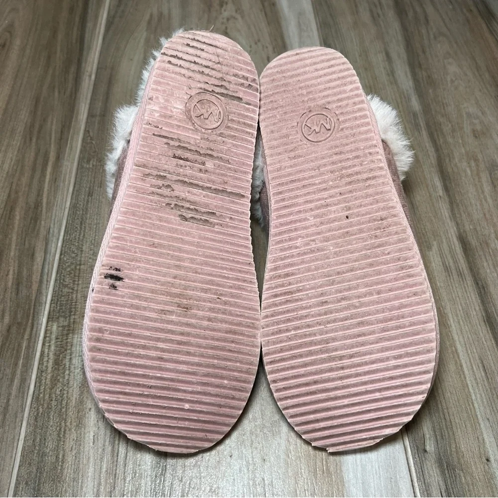 Michael Kors Janis Signature Logo Print, Faux Fur Lined Slippers, Pink, Womens 6